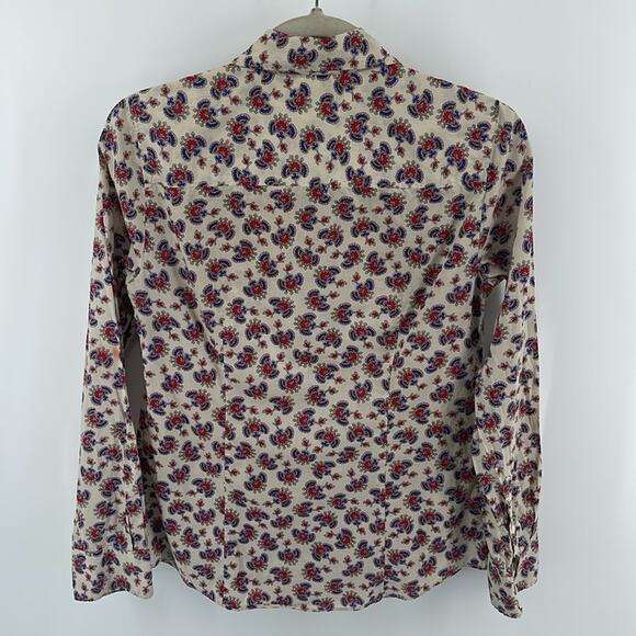 J. Crew Perfect Fit papaya paisley print long sleeve button up shirt sz 4 - Picture 6 of 6